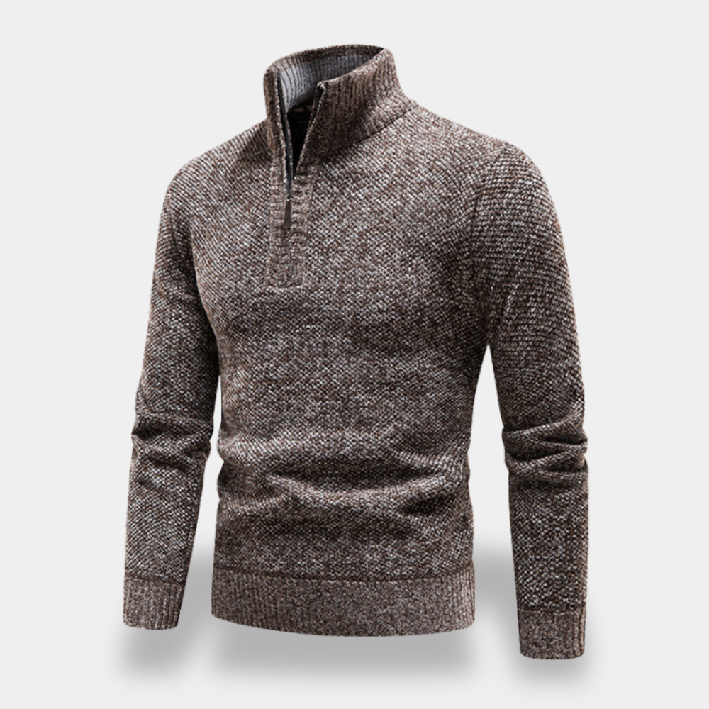 Gentle Class | Men's Half-Zip Knit Turtleneck Sweater