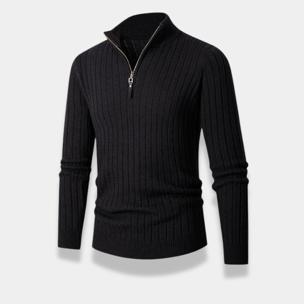 Gentle Class | Men's Ribbed Half-Zip Turtleneck Sweater