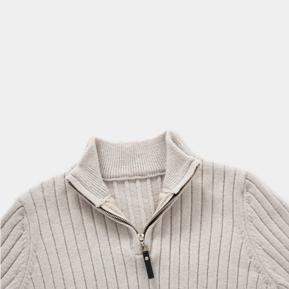 Gentle Class | Men's Ribbed Half-Zip Turtleneck Sweater