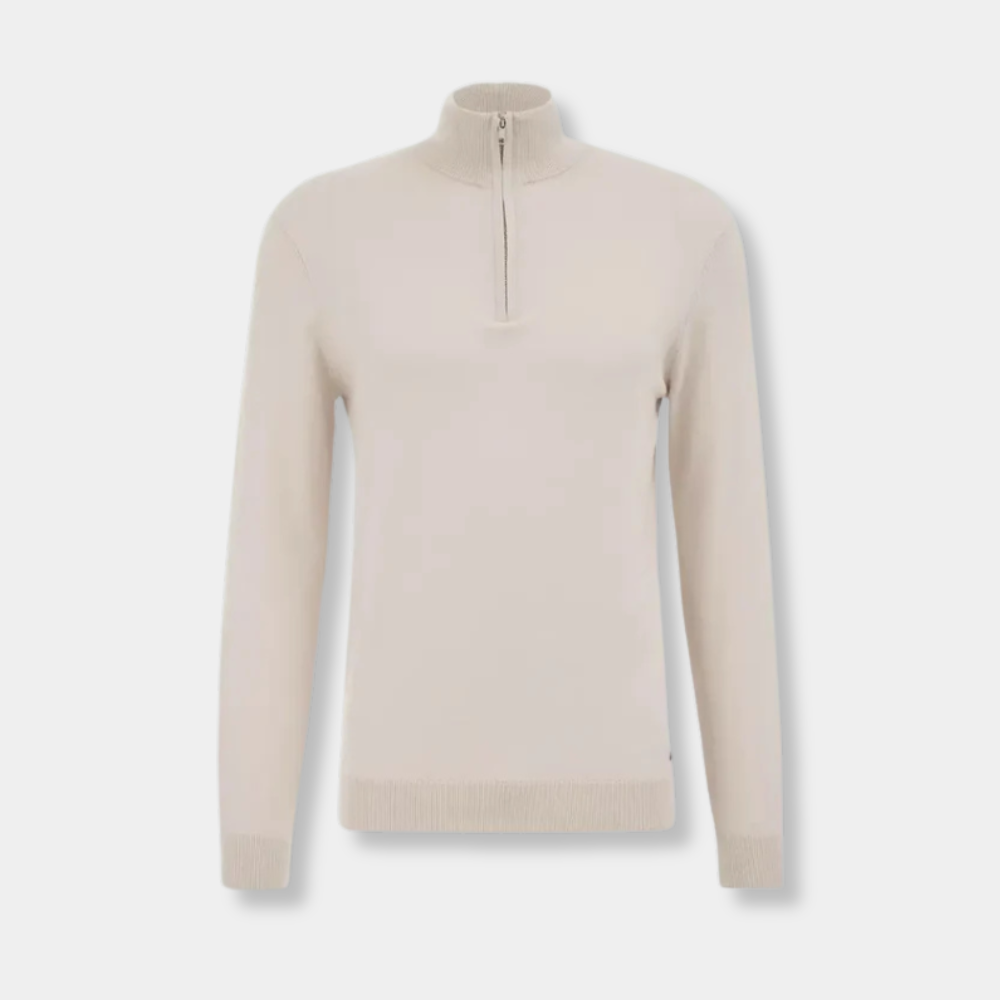 Gentle Class | Men's Soft Knit Half-Zip Sweater Beige