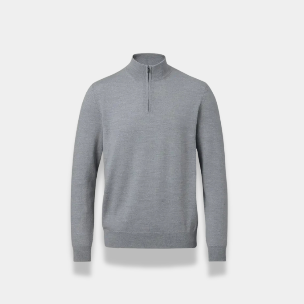 Gentle Class | Men's Soft Knit Half-Zip Sweater Grey