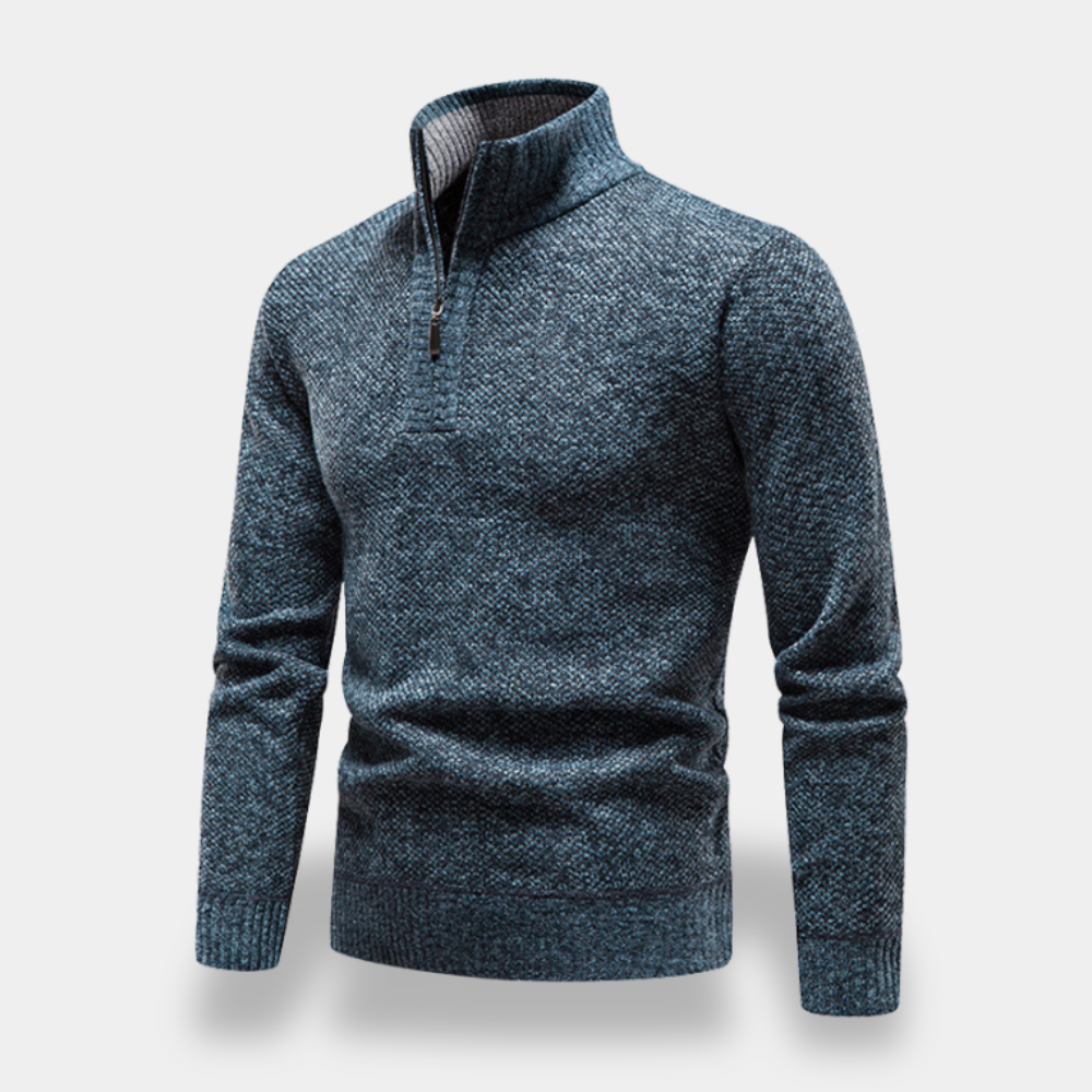 Gentle Class | Men's Half-Zip Knit Turtleneck Sweater