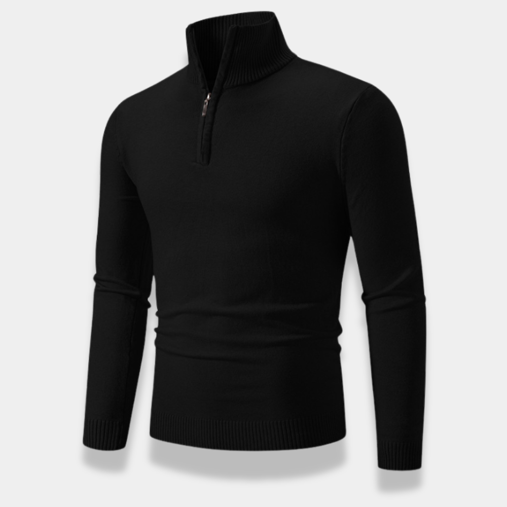 Gentle Class | Men's Fleece-Lined Half-Zip Knit Sweater