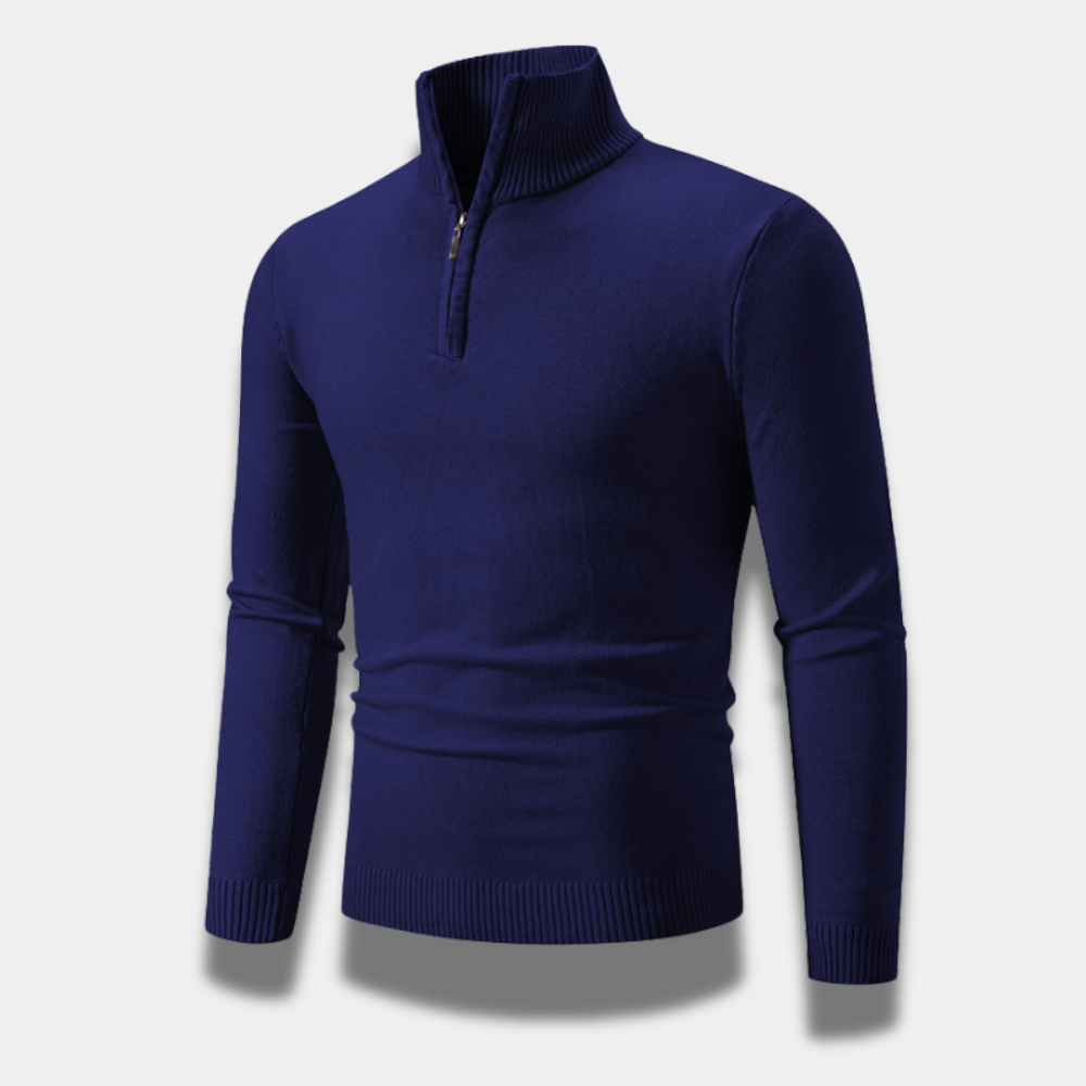 Gentle Class | Men's Fleece-Lined Half-Zip Knit Sweater