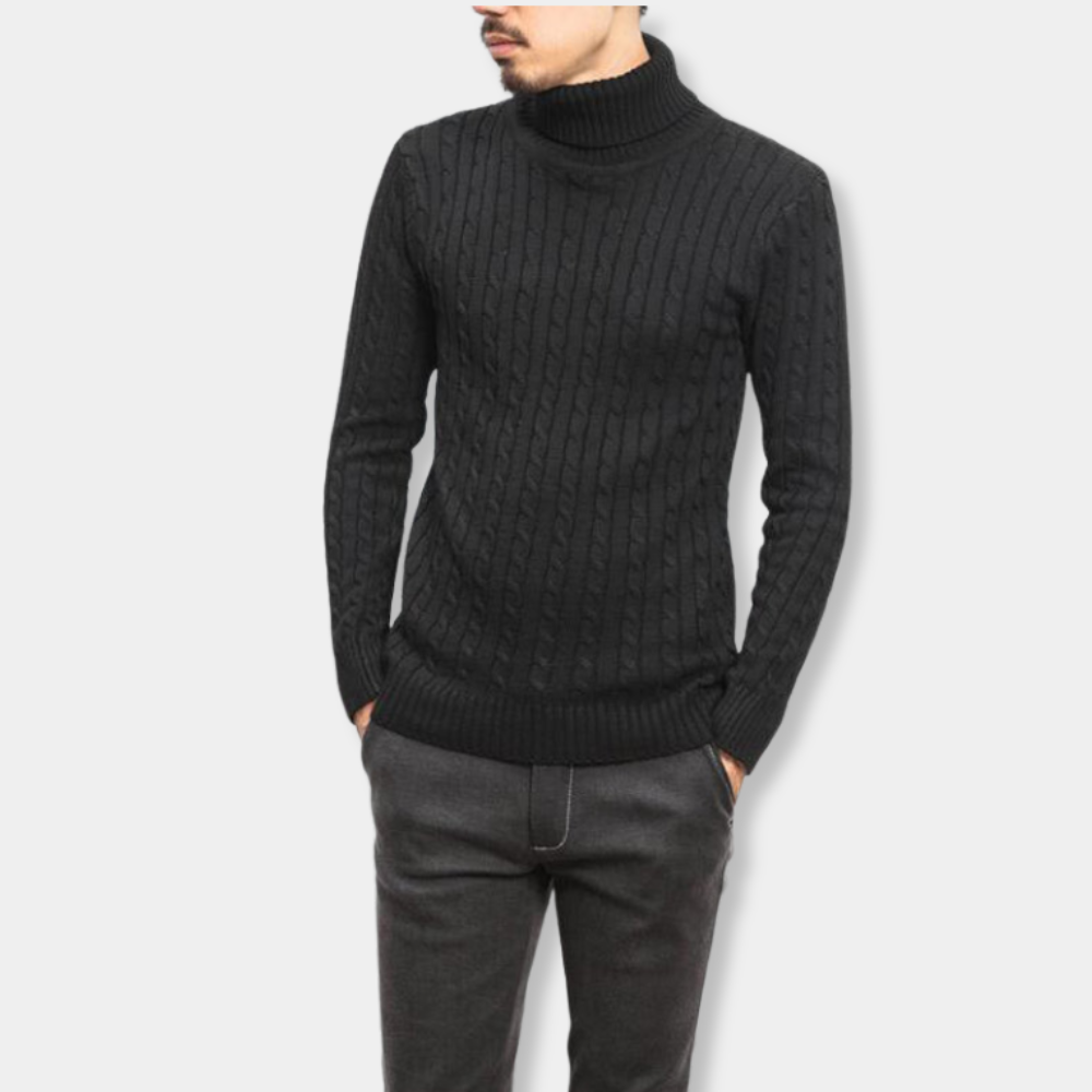 Gentle Class | Men's Essential Cable-Knit Turtleneck Sweater