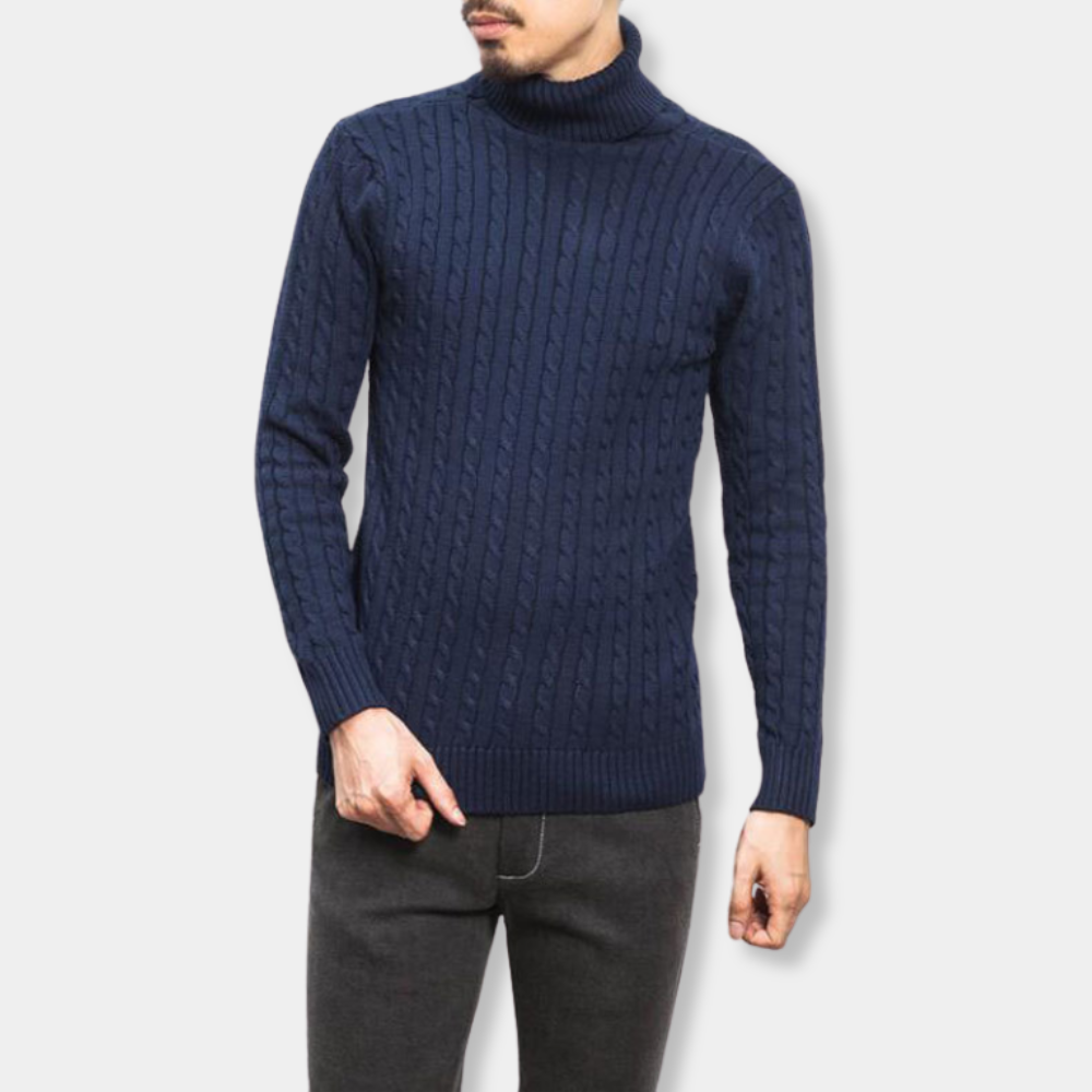 Gentle Class | Men's Essential Cable-Knit Turtleneck Sweater