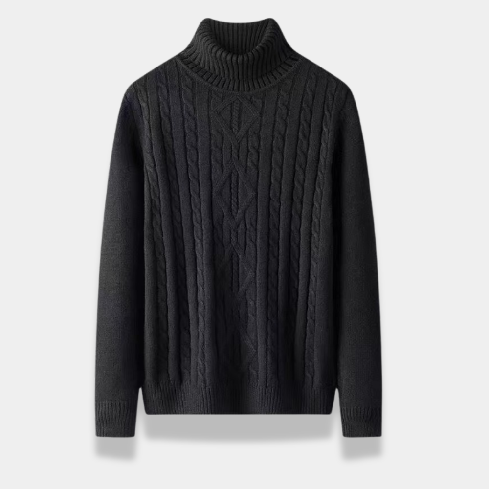 Gentle Class | Men's Soft Cable-Knit Turtleneck Sweater