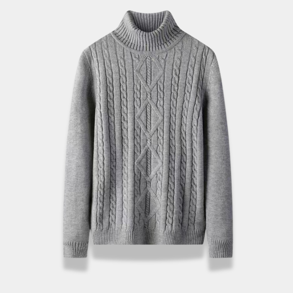 Gentle Class | Men's Soft Cable-Knit Turtleneck Sweater