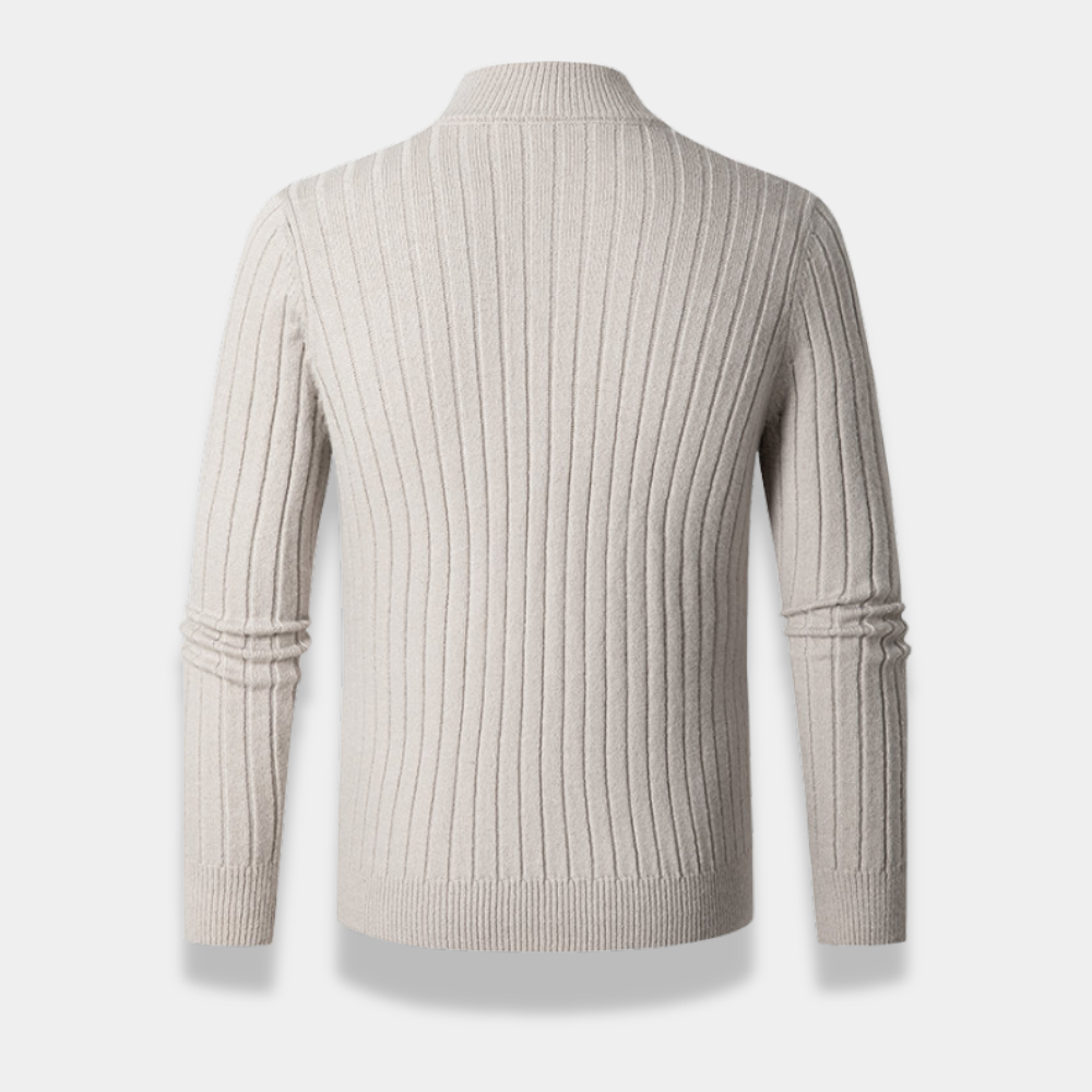Gentle Class | Men's Ribbed Half-Zip Turtleneck Sweater
