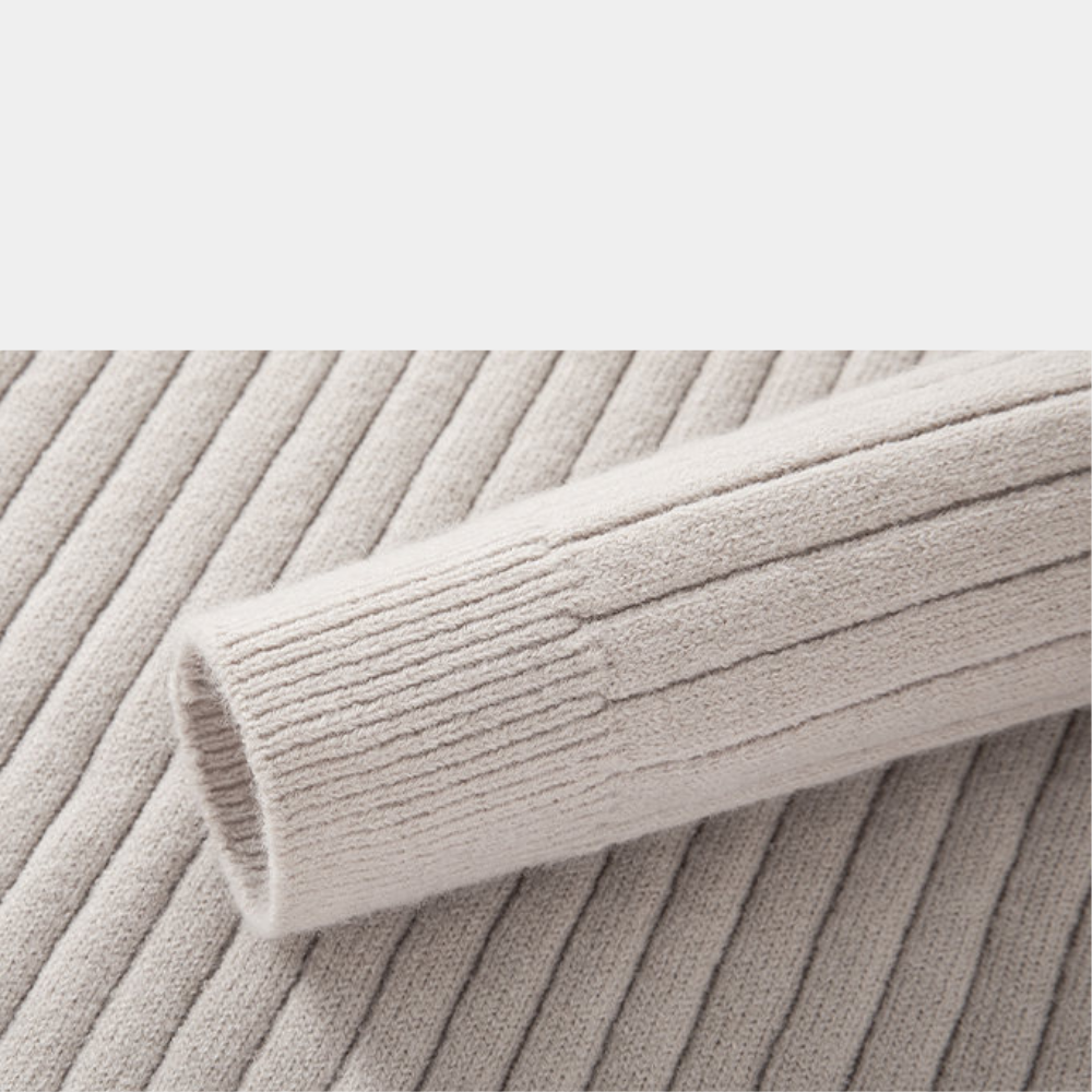 Gentle Class | Men's Ribbed Half-Zip Turtleneck Sweater