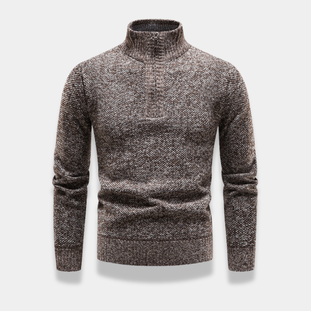 Gentle Class | Men's Fleece Knit Half-Zip Sweater