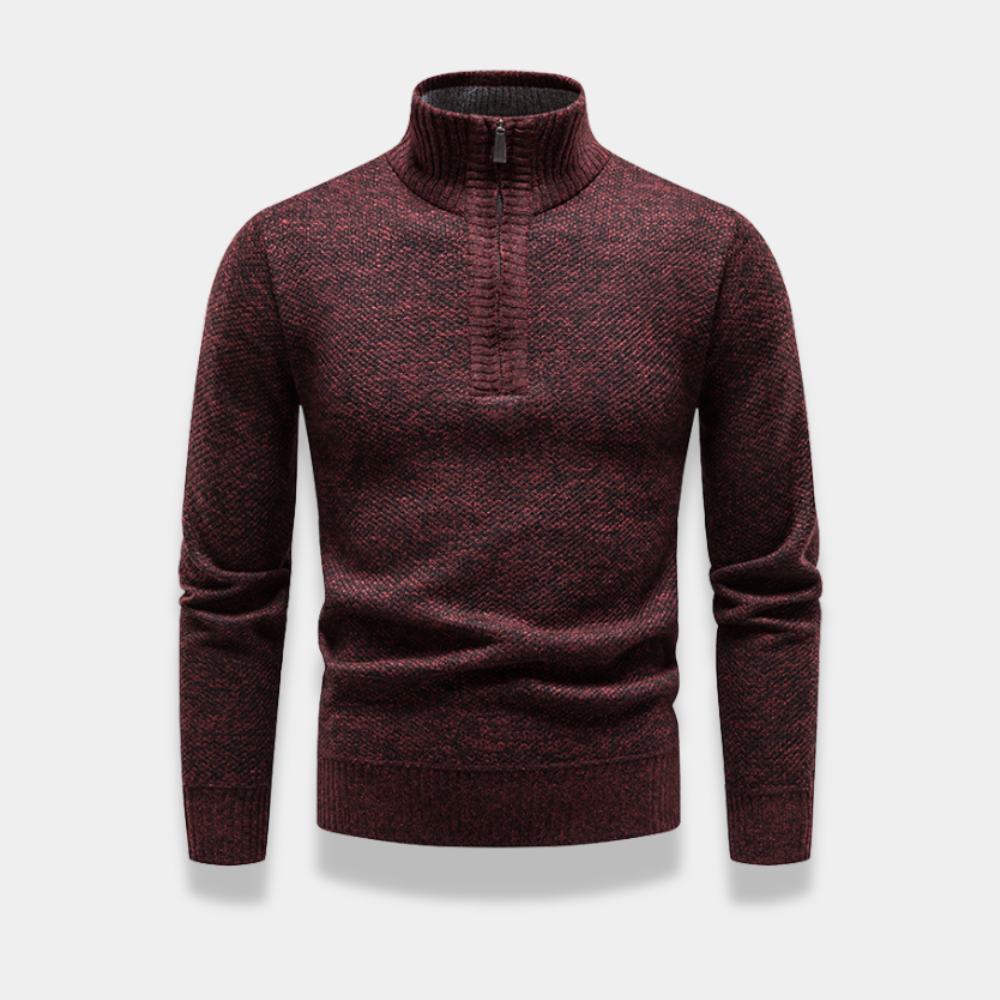 Gentle Class | Men's Fleece Knit Half-Zip Sweater