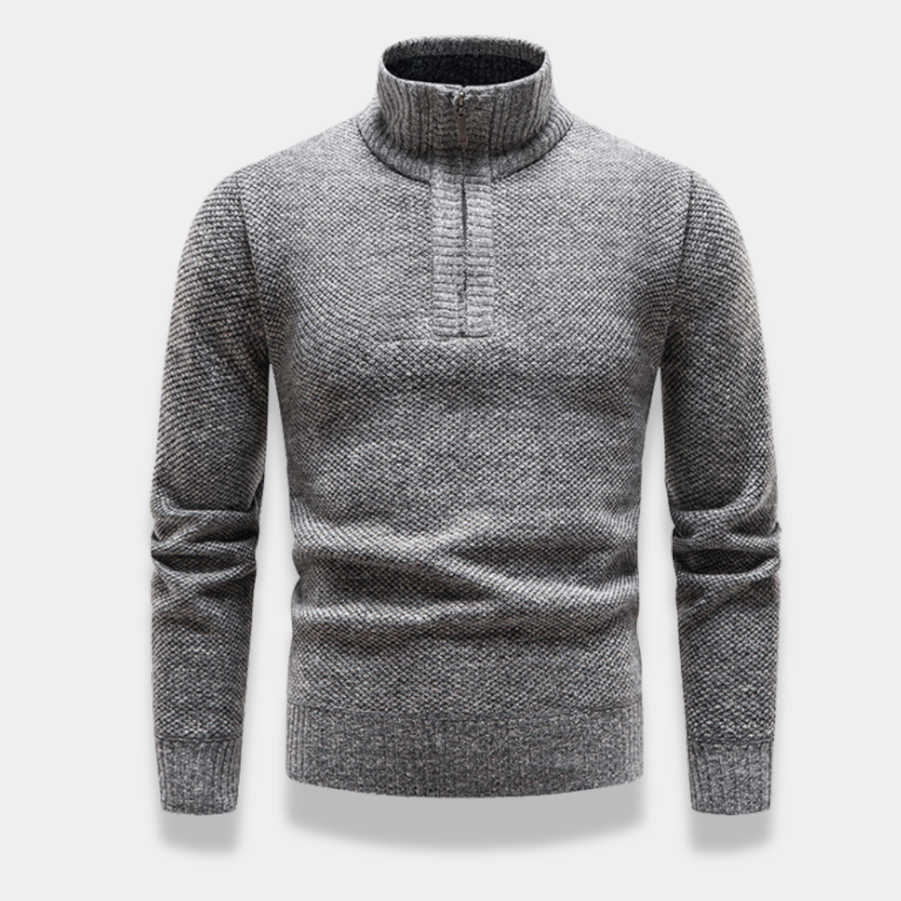 Gentle Class | Men's Fleece Knit Half-Zip Sweater