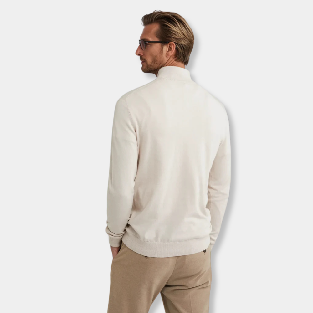 Gentle Class | Men's Soft Knit Half-Zip Sweater Beige
