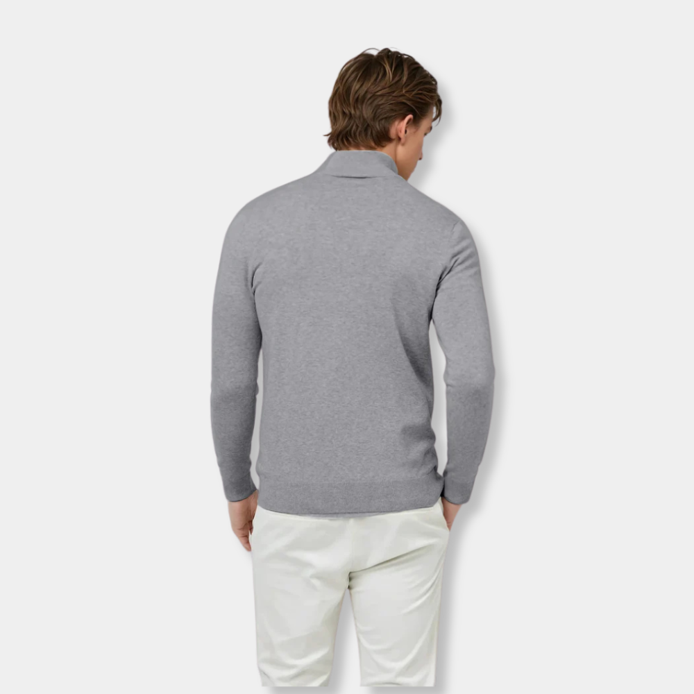 Gentle Class | Men's Soft Knit Half-Zip Sweater Grey