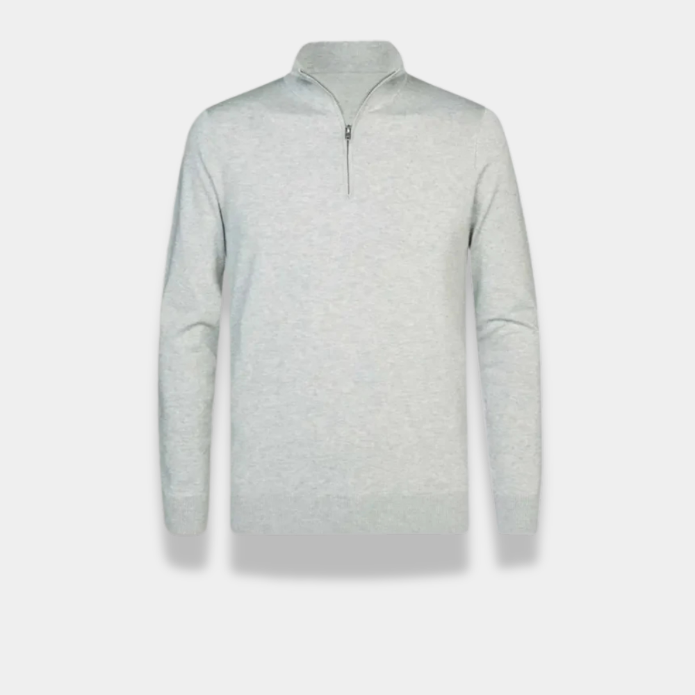 Gentle Class | Men's Soft Knit Half-Zip Sweater Light Grey