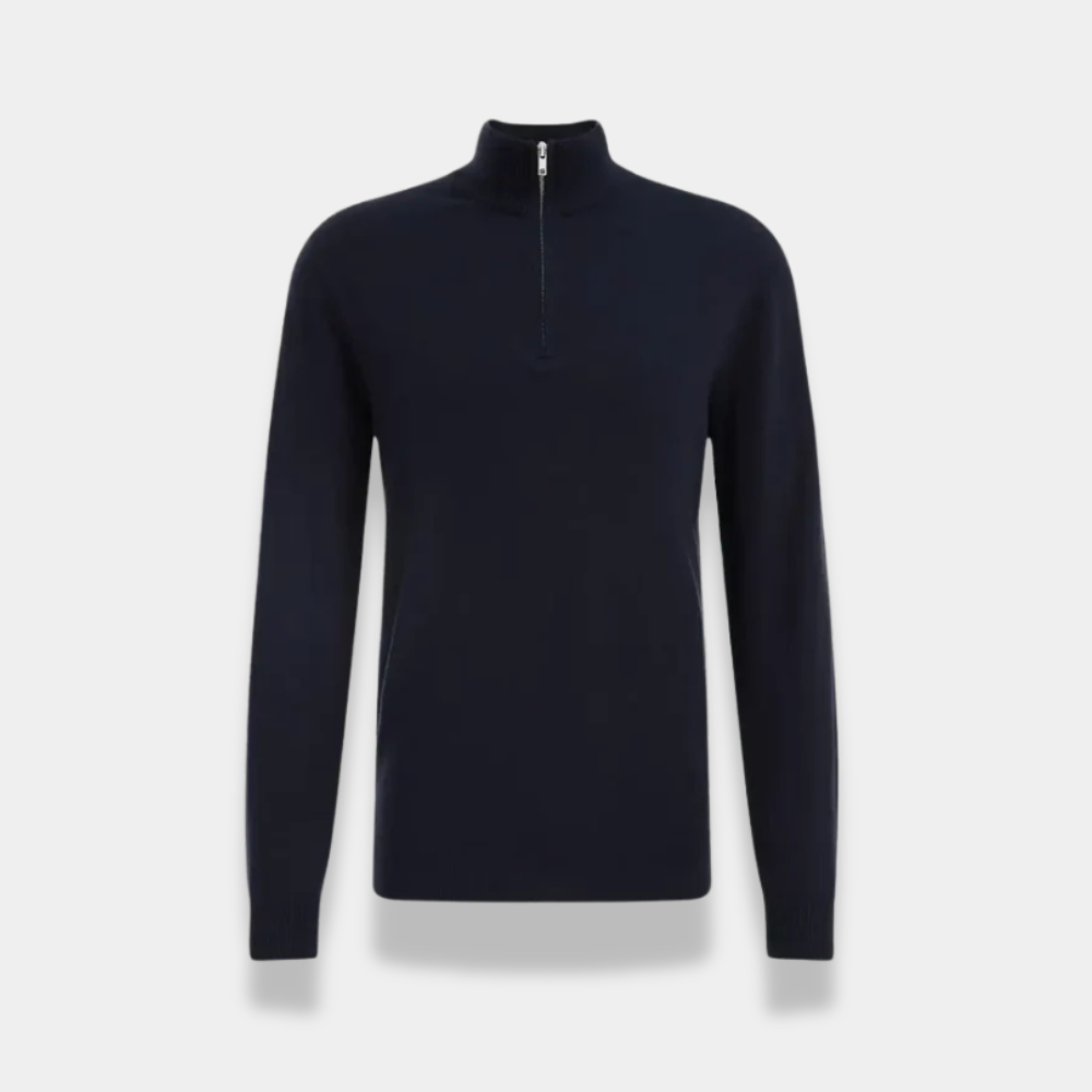 Gentle Class | Men's Soft Knit Half-Zip Sweater Navy